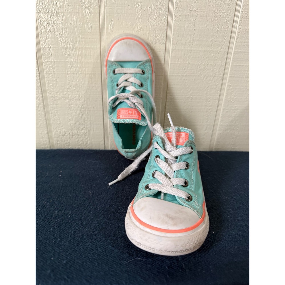 Converse Chuck Taylor All Star Teal Neon Coral Low Top Sneakers Kids 10 760732F